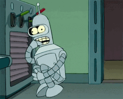Futurama Robot Scared Nail Biting GIF