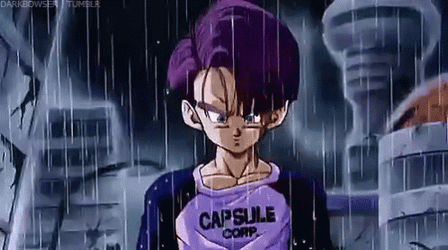 Future Trunks Waiting For Future Gohan While Raining GIF