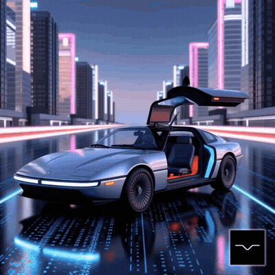 Futuristic Car Driving With Doors Open GIF