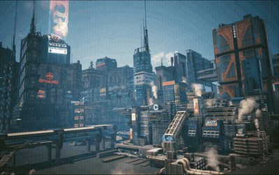 Futuristic City Saying City Cards GIF