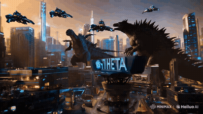 Futuristic City Scene With Sttheta Sign GIF