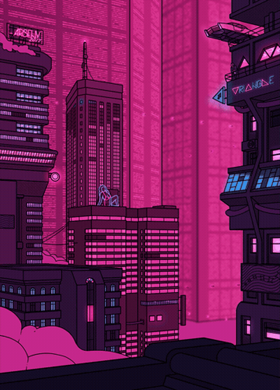 Futuristic City With Arculum Building GIF
