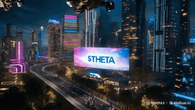 Futuristic City With Theta Billboard GIF