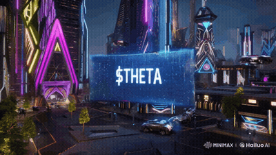 Futuristic City With Theta Sign GIF
