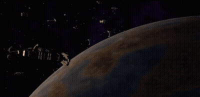 Futuristic Space Ship With Blue Lights GIF