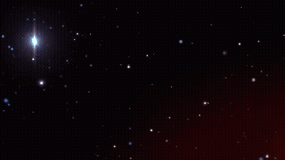 Futuristic Spaceship Flying Through Starry Sky GIF