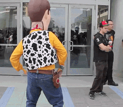 Fuuny Woody Mascot Head Turn GIF