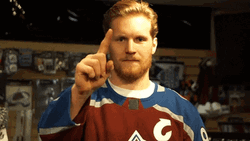 Gabriel Landeskog Raising Two Finger While Standing GIF