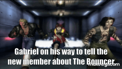 Gabriel On His Way To Tell The New Member Of The Bouncer GIF