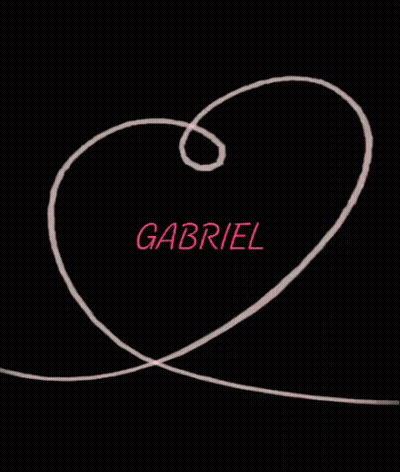 Gabriel Written In White Swirl On Black Background GIF