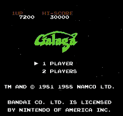Galaga Classic Title Screen