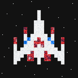 Galaga Spaceship 80s Glitter