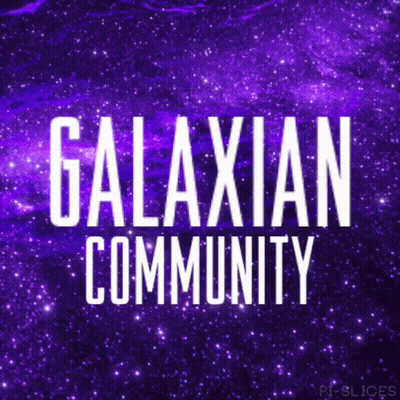 Galaxian Community On Purple Background GIF