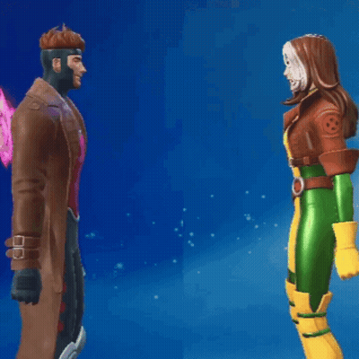 Gambit And Rogue Standing Next To Each Other GIF