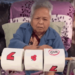 Gambling Funny Lady Playing Tissue Slot Machine GIF
