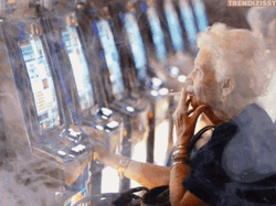 Gambling Old Lady Playing In Casino GIF
