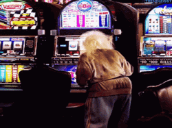 Gambling Old Lady Slot Machine Win GIF