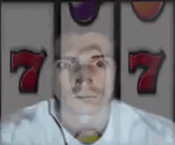 Gambling Wide Eyes Playing Slot Machine GIF