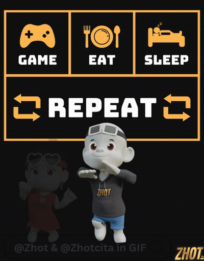 Game Eat Sleep Repeat Poster With Cartoon Character GIF