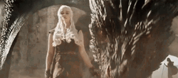 Game Of Thrones Queen Daenerys Standing With Drogon  GIF