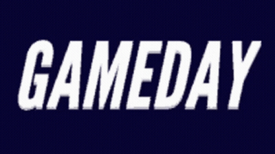 Gameday Text on Blue Background