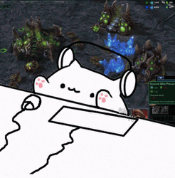 Gamer Bongo Cat Playing Starcraft GIF