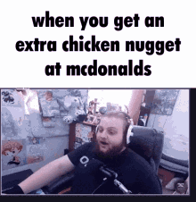Gamer Celebrating When You Get Extra Mcdonalds Chicken Nugget Meme GIF