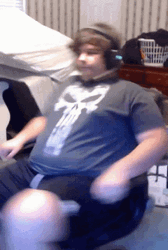 Gamer Sitting In Gaming Chair Head Spinning GIF