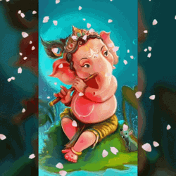 Ganesh 3D Petals Falling GIF