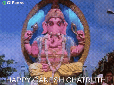 Ganesha Statue Saying Happy Ganesh Chatruthi GIF
