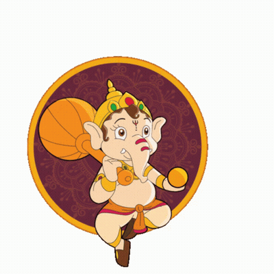 Ganpati Bappa Morza Cartoon Purple Background GIF