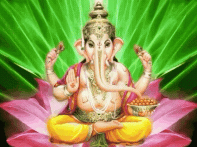 Ganpati Bappa Morza Cartoon Purple Background GIF