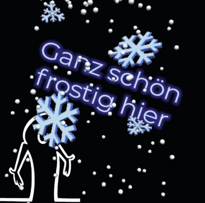 Ganz Schön Frostig Hier Black Background With Snowflakes GIF