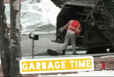 Garbage Time Sign Next To Car GIF