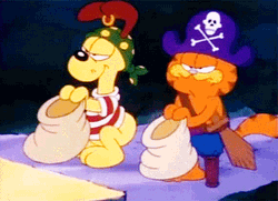 Garfield And Odie Catching Candies GIF