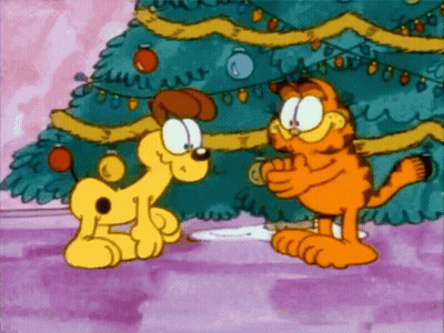 Garfield And Snoopy Decorating Christmas Tree GIF