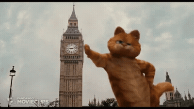 Garfield Cat In Front Of Big Ben GIF