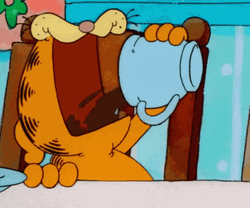 Garfield Drinking Coffee GIF