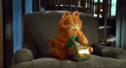 Garfield Eating Junk Food Watching Movie