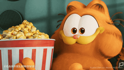 Garfield Eating Popcorn From Bucket GIF