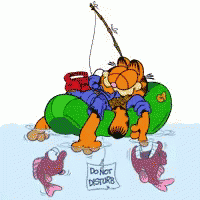 Garfield Happy Birthday Fishing Boat GIF