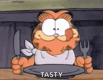 Garfield Holding Knife And Fork GIF