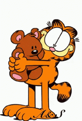 Garfield Hugging Toy With Hearts GIF