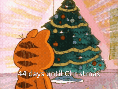Garfield Looking At Christmas Tree 44 Days Until Christmas GIF