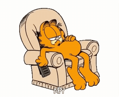 Garfield Lying In Chair Holding Remote GIF