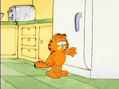 Garfield Next To Refrigerator GIF