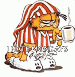 Garfield On Red Pajama I Hate Monday GIF