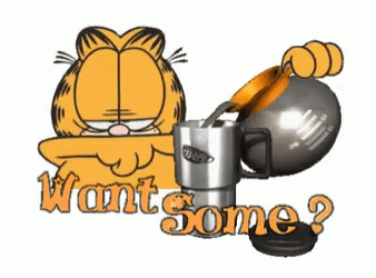 Garfield Pouring Monday Coffee Into A Big Mug GIF