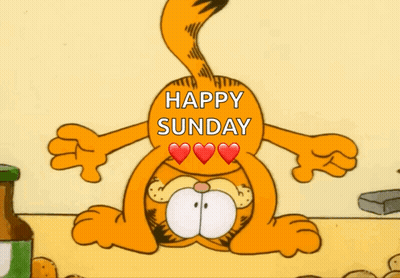 Garfield Saying Happy Sunday With Hearts GIF