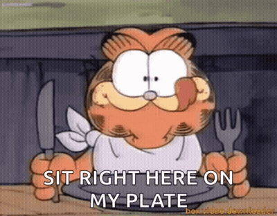 Garfield Says Sit Right Here On My Plate GIF